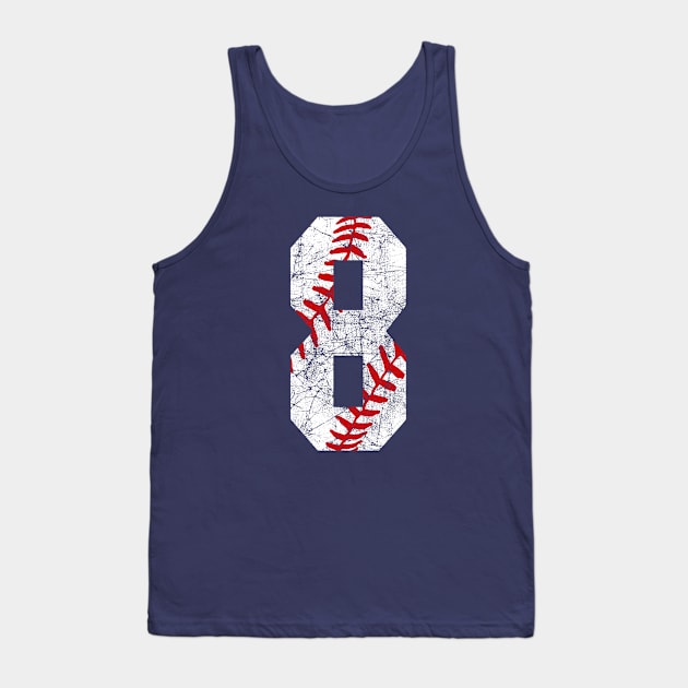 Vintage #8 Baseball Laces Baseball Mom Jersey Love Baseball 8th Birthday T-shirt Tank Top by TeeCreations